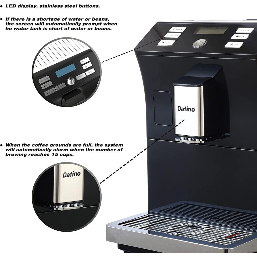 Fully Automatic Espresso Machine  One touch Coffee Machine  Stainless Steel  Black　並行輸入品 【Sachets】