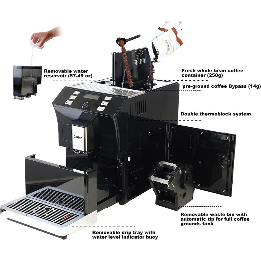 Fully Automatic Espresso Machine  One touch Coffee Machine  Stainless Steel  Black　並行輸入品 【Sachets】