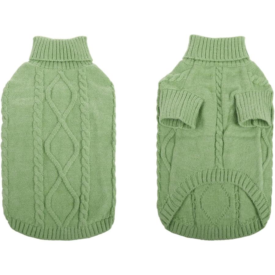 セール価格で販売 Queenmore Small Dog Pullover Sweater Cold Weather Cable Knitwear Classic Turtleneck Thick Warm Clo