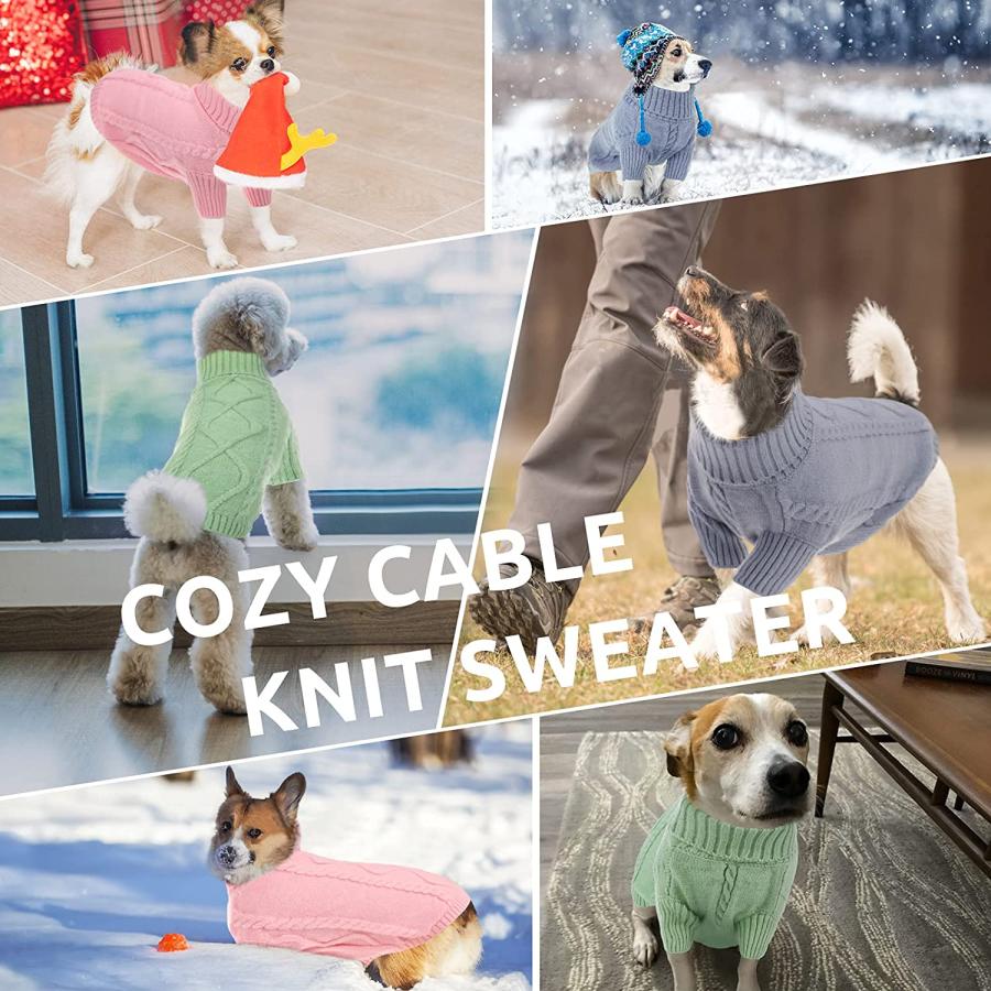 セール価格で販売 Queenmore Small Dog Pullover Sweater Cold Weather Cable Knitwear Classic Turtleneck Thick Warm Clo