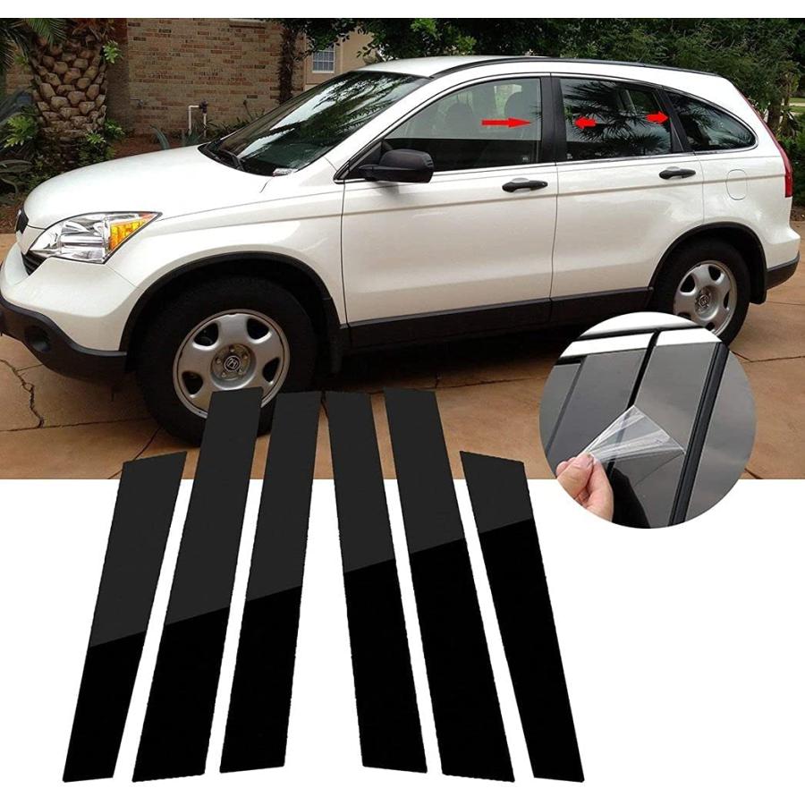 【並行輸入品】 SecosAutoparts ブラックウィンドウピラーポストドアトリムピアノカバー6点セット ホンダCRV 2007-2011に対応　_4