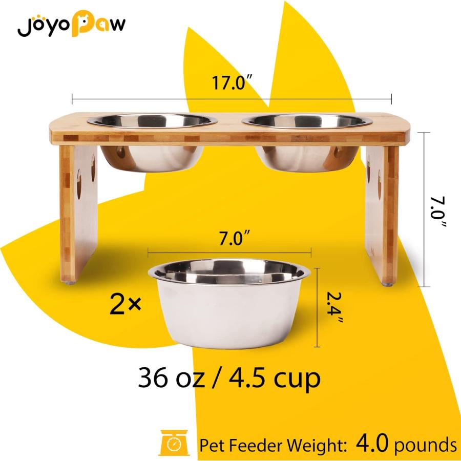 【並行輸入品】 Elevated Dog Bowls  Bamboo Raised Dog Bowl for Medium Dogs with 2 Sの画像