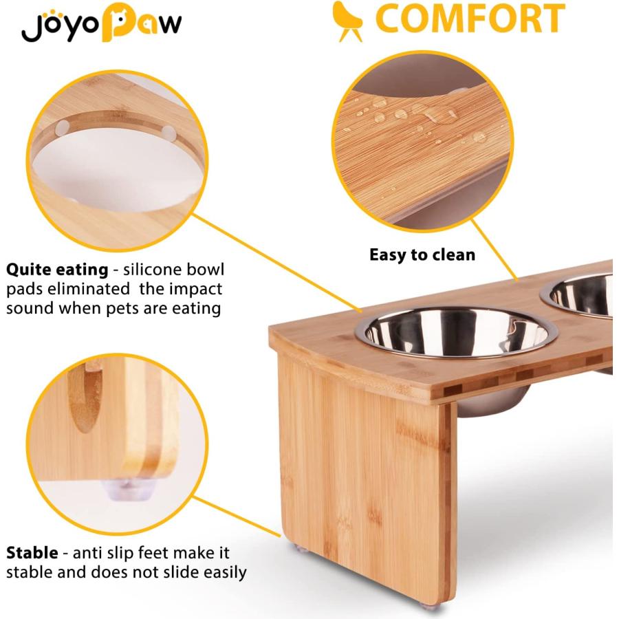 【並行輸入品】 Elevated Dog Bowls  Bamboo Raised Dog Bowl for Medium Dogs with 2 Sの画像