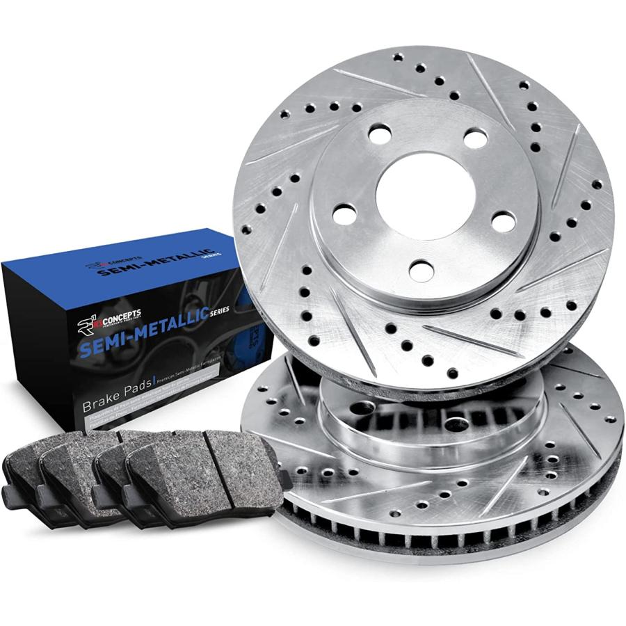 R1 Concepts Front Brakes and Rotors Kit Front Brake Pads Brake Rotors and Pads Semi Metallic