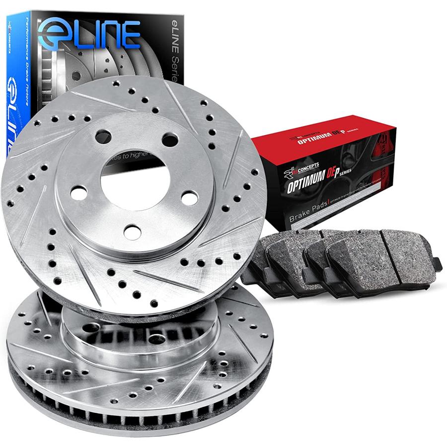 R1 Concepts Front Brakes and Rotors Kit Front Brake Pads Brake Rotors