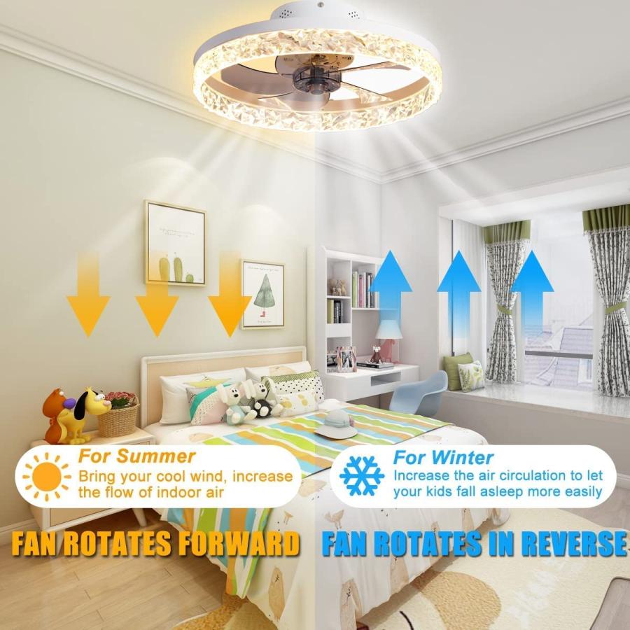 Minney Ceiling Fan with Lights  LED Remote Control 3 Color Dimmable Reversible 6 Wind speeds  Invisi｜dep-good-choice｜03