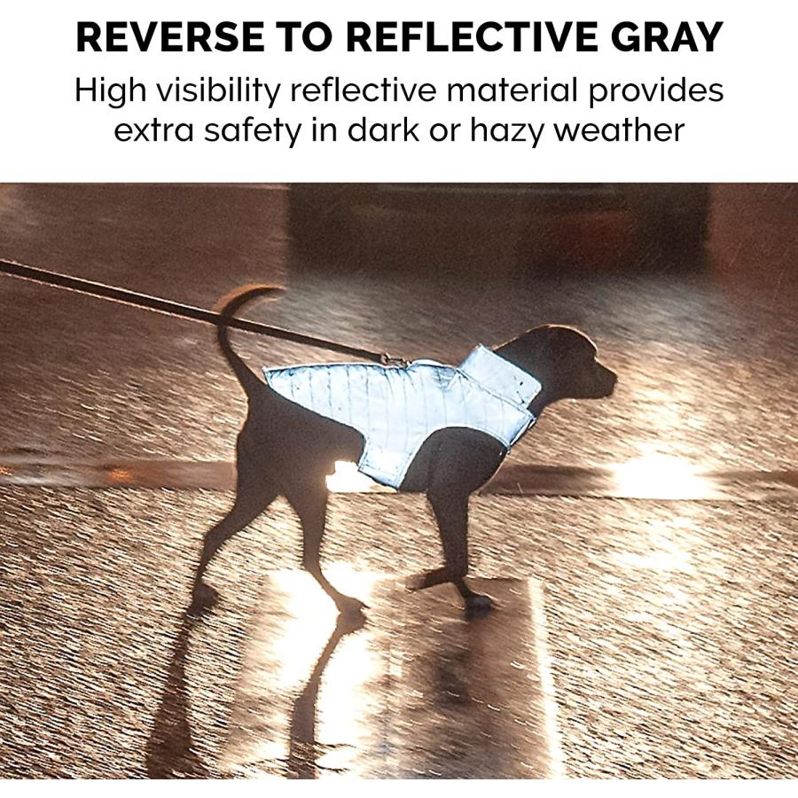 在庫品/即発送 Furhaven Medium Dog Coat Water-Repellent Reversible Reflective Puffer Jacket Washable - Red Medium
