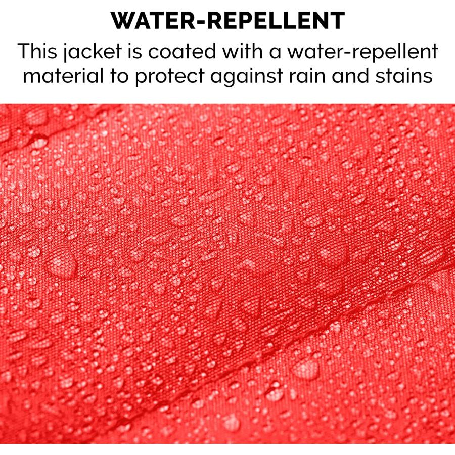 在庫品/即発送 Furhaven Medium Dog Coat Water-Repellent Reversible Reflective Puffer Jacket Washable - Red Medium