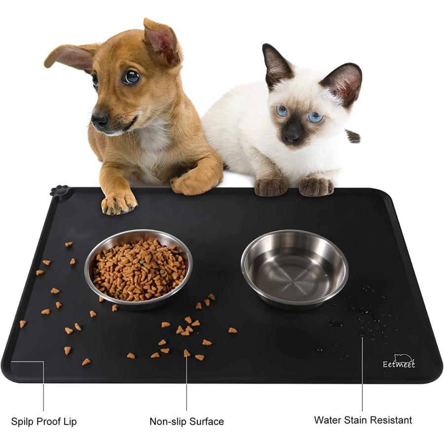 Cat Food Mat Dog Cat Bowl Mats for Food and Water Silicone Pet Food