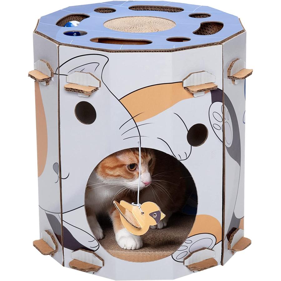 Furhaven Kitty Hideaway Cat Scratcher Hideout w/ Catnip Cat Print One
