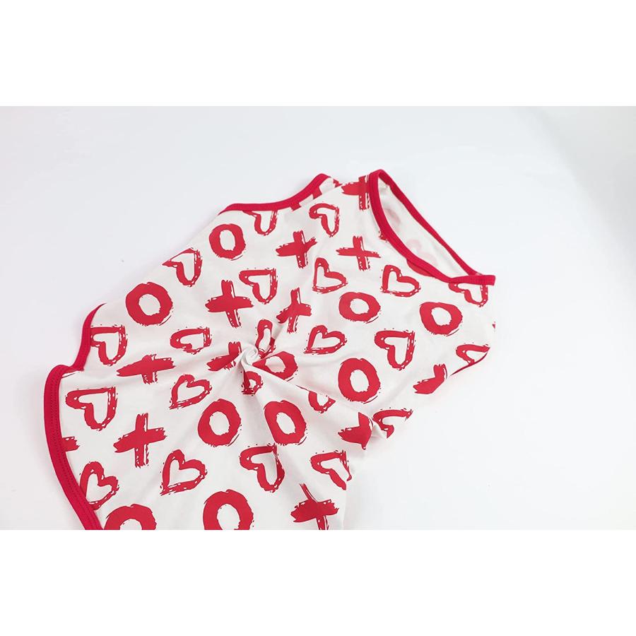 Fitwarm Valentines Day T-Shirts XOXO Puppy Shirts 100% Cotton Pet Clothes Red Heart Dogs Shirt Hugs｜dep-good-choice｜04