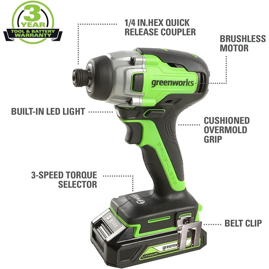 Greenworks V Brushless Drill/Driver + Impact Drive Combo Kit