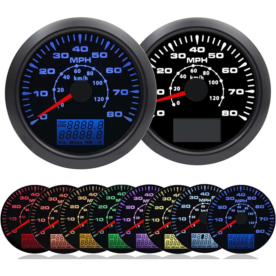 KAOLALI　85mm　GPS　Colors　Gauge　0-80MPH　Speedometer　Motorcycle　Speed　H　with　Gauge　Boat　Speedometer　Odometer　0-120KM　Truck　for　Backlight　Car　MPH　ODO