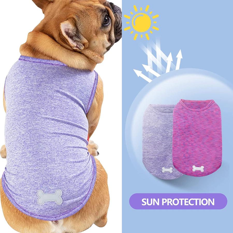 スーパーセール KYEESE 2 Pack Dog Shirts Quick Dry Soft Stretchy Dog T-Shirts with Reflective Label Tank Top Sun Pro