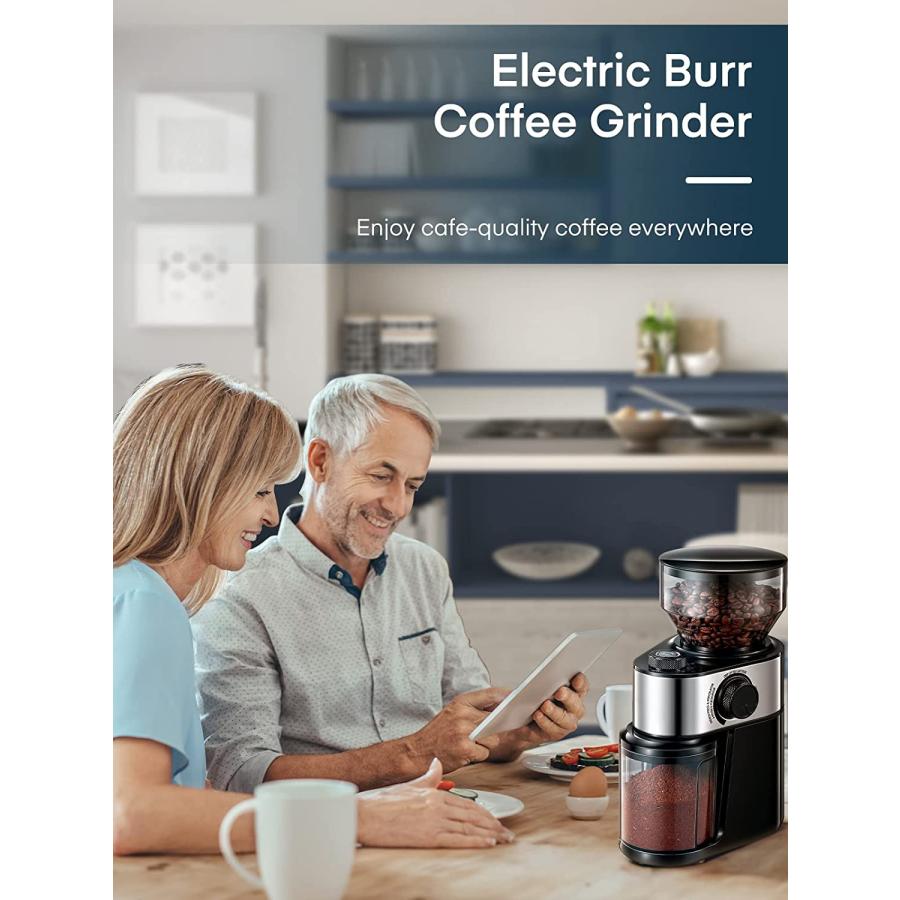 Electric Burr Coffee Grinder, FOHERE Coffee Bean Grinder with 18 Precise Grind  Settings, 2-14 Cup for Drip, Percolator, French Press, Espresso and Turkish  Electric Coffee Makers, Black