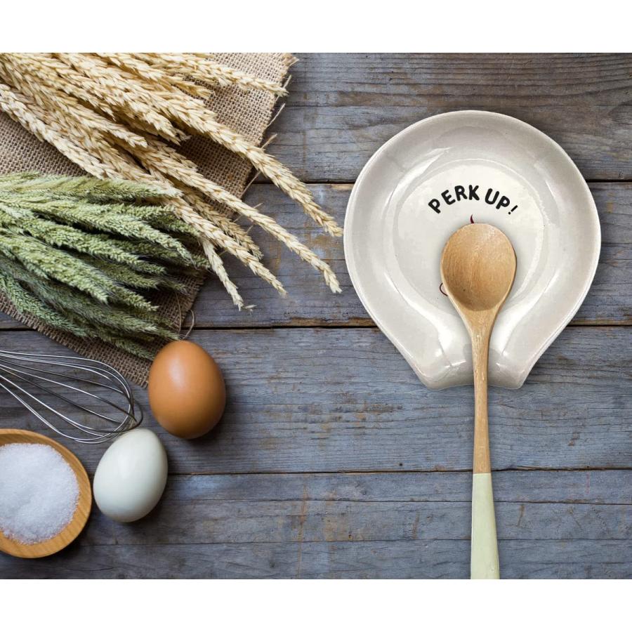 【並行輸入品】 WHING Funny White Ceramic Coffee Tea Spoon Rest  Perk Up Coffee Hol_5