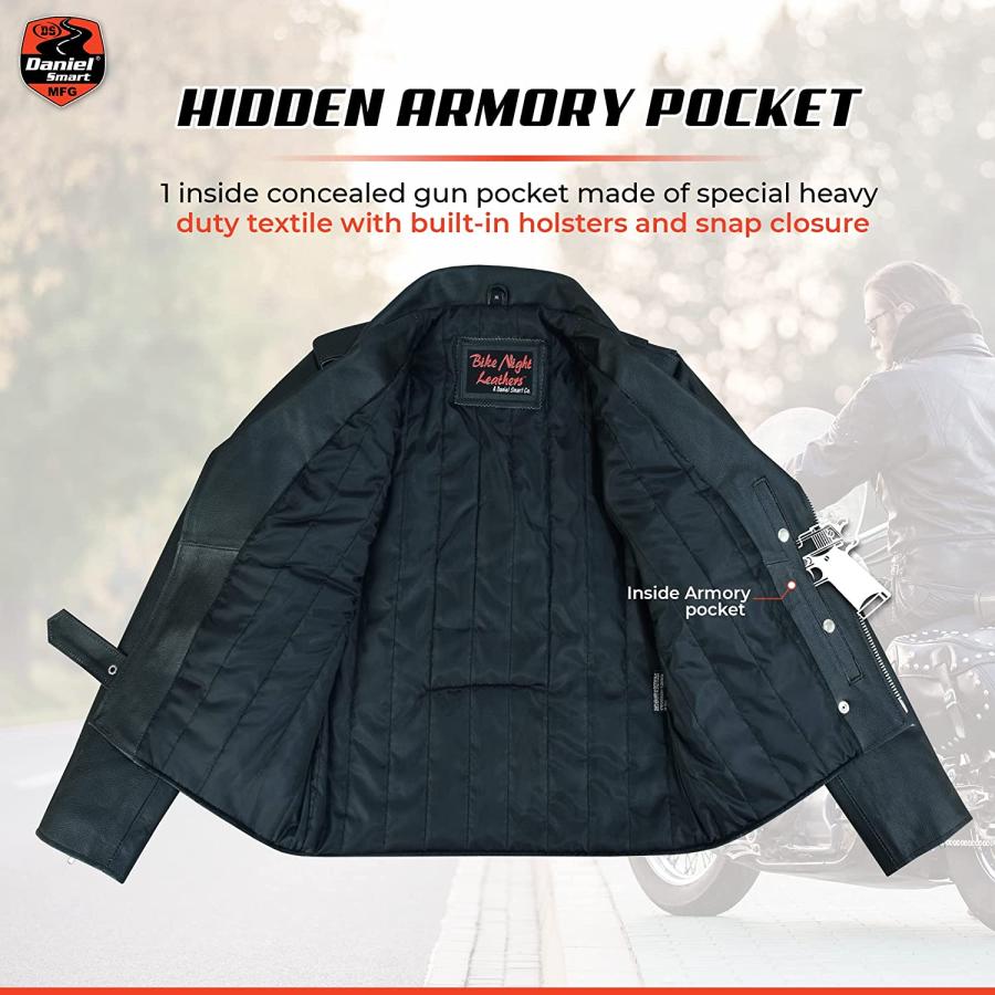 【限定価格セール！】 Daniel Smart Classic Men’s Leather Jacket - Black Economy Grade Motorcycle