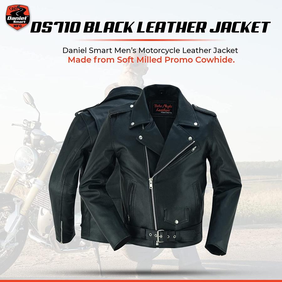通販・正規取扱店 Daniel Smart Classic Men’s Leather Jacket - Black Economy Grade Motorcycle