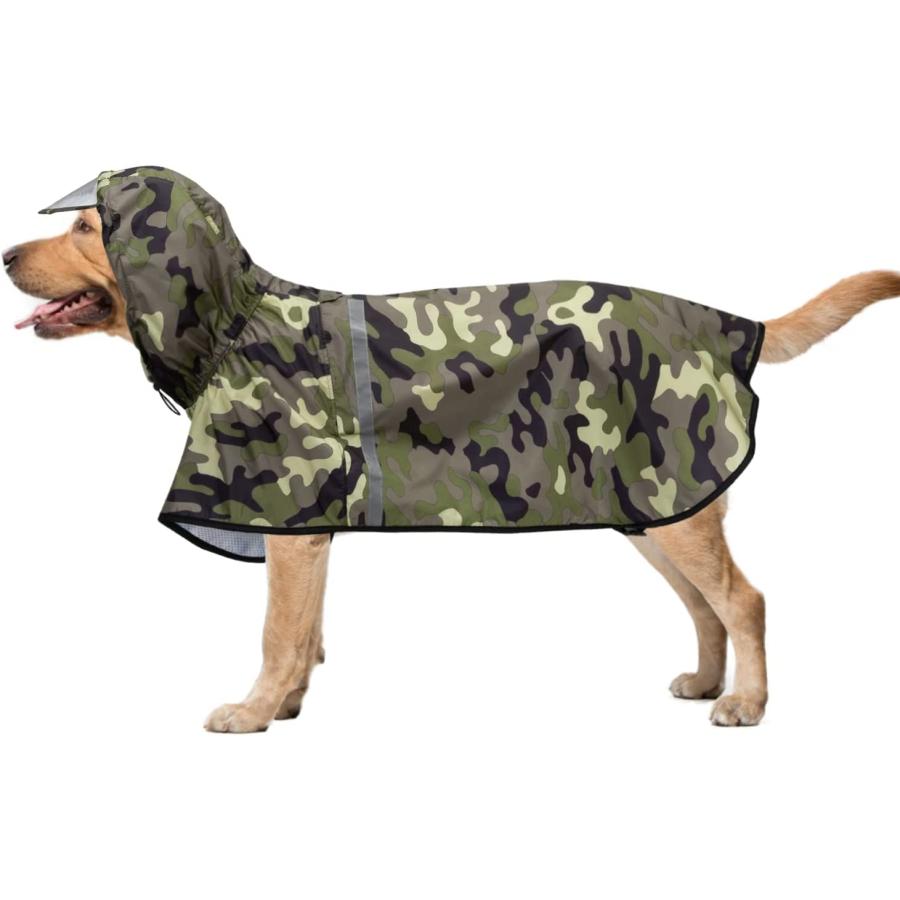 Dog Raincoat with Adjustable Belly Strap and Leash Hole Hoodie with