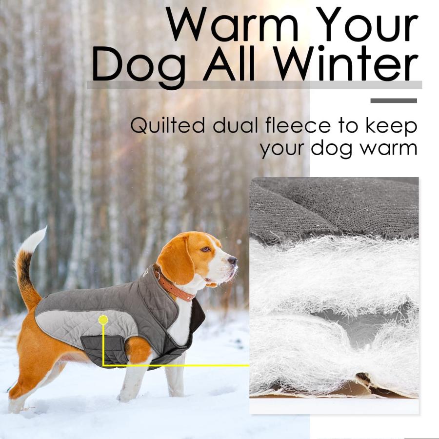 ThinkPet Dog Cold Weather Coats Cozy Waterproof Windproof Reversible