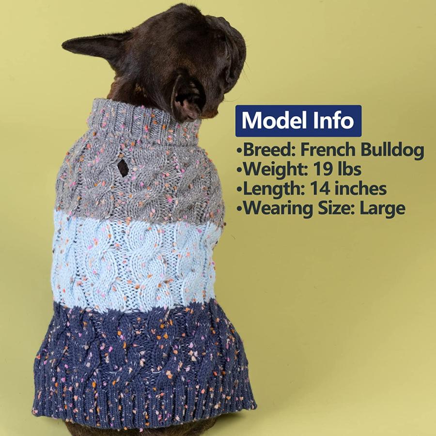 ふじみ野立てこもり KYEESE 2022 Dog Sweater Color Block with Fuzzy Thread Knitted Turtleneck Dog Knitwear with Leash Hol