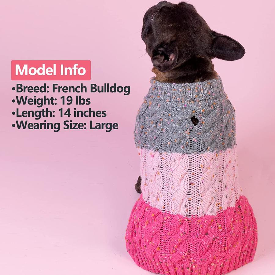 送料0円 KYEESE 2022 Dog Sweater Color Block with Fuzzy Thread Knitted Turtleneck Dog Knitwear with Leash Hol