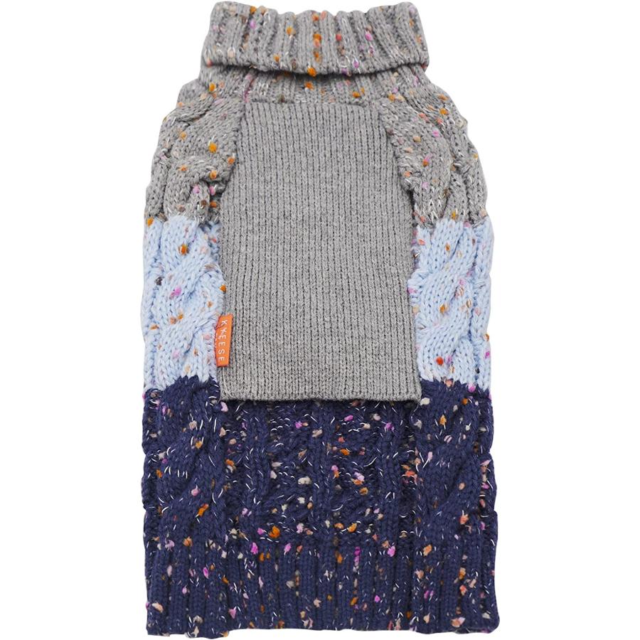 買ってみた KYEESE 2022 Dog Sweater Color Block with Fuzzy Thread Knitted Turtleneck Dog Knitwear with Leash Hol