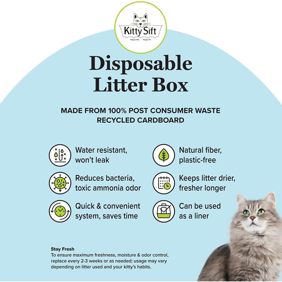 【並行輸入品】 Kitty Sift (6-Pack) Disposable Cat Litter Box  Sustainable  Clean -の画像