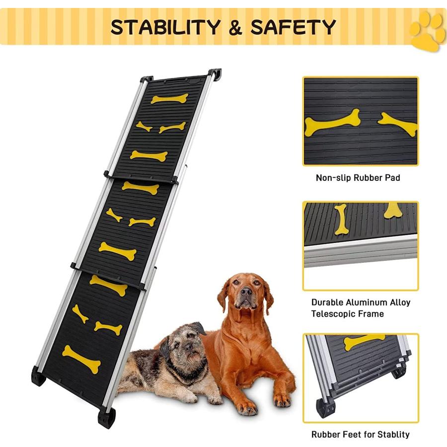 犬用　アルミ製伸縮式ペットスロープ　ステップ　　耐荷重90kg 大型犬対応可 Amazon | Ulable ペットステップ 犬用踏み台 ペット階段 犬