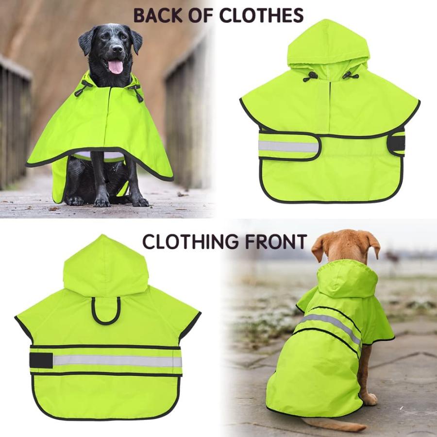 【廃番】 Candofly Dog Raincoat Hooded Poncho - Adjustable Waterproof Dog Rain Jacket Lightweight Reflective Dog Rain Coat Pet Slicker for Small Medium Large D