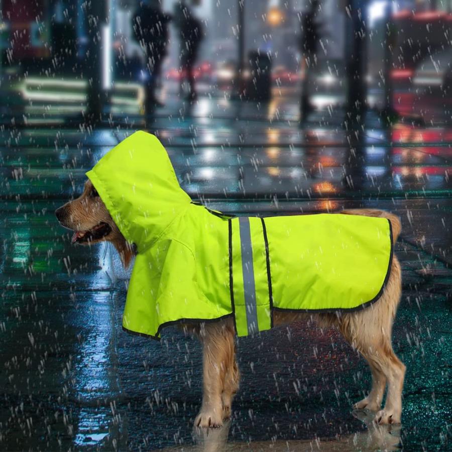 【廃番】 Candofly Dog Raincoat Hooded Poncho - Adjustable Waterproof Dog Rain Jacket Lightweight Reflective Dog Rain Coat Pet Slicker for Small Medium Large D