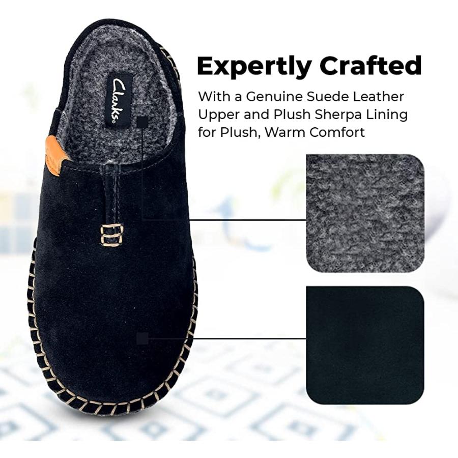 Clarks mens leather slippers sale