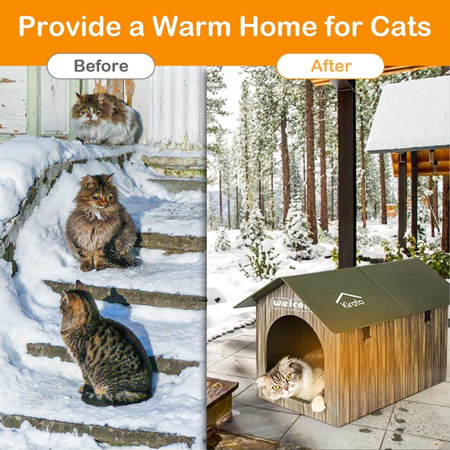 Kiroto　Outdoor　Cat　Cat　Weatherproof　for　House　Insulated　House　Heated　Feral