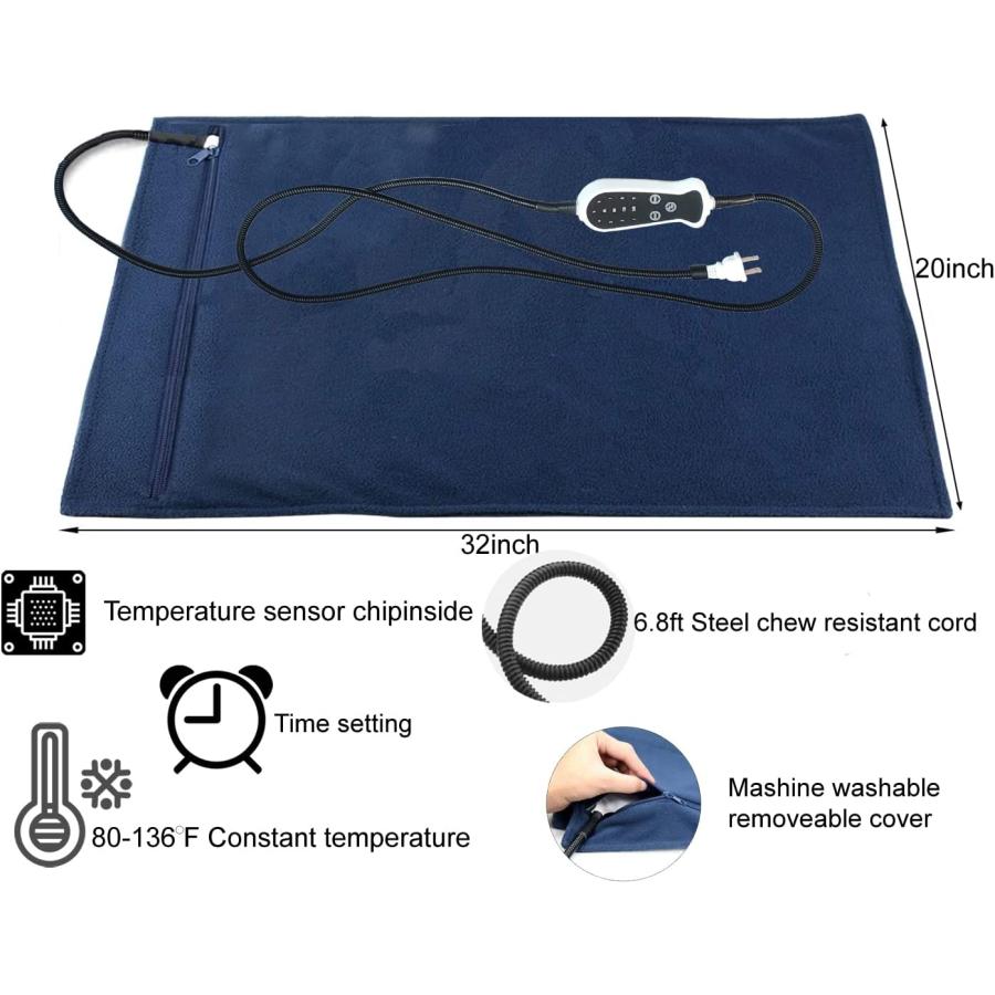 DEOMAN Pet Heating Pads for Dogs Cats Heated Bed mat Electric Dog