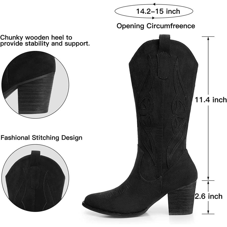 SHIBEVER Cowboy Boots for Women Embroidered Western Cowgirl Mid Calf