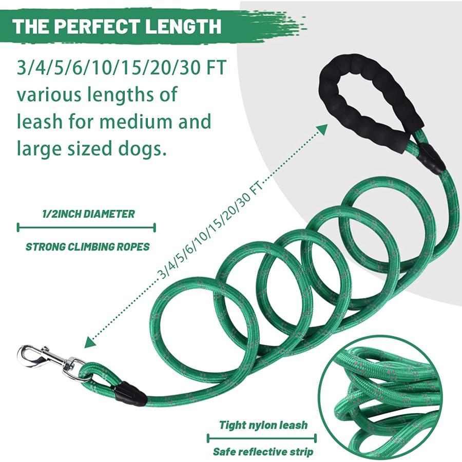 NAZOU 1/2 in Dog Leash 3FT 4FT 5FT 6FT 10FT 15FT 20FT 30FT Heavy Duty