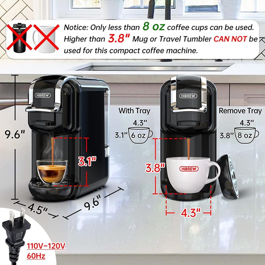 並行輸入品】 Pod Coffee Maker Single Serve HiBREW 5-in-1 Espresso