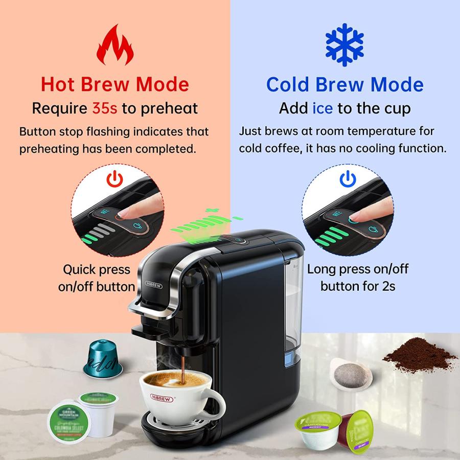 HiBREW ポータブルエスプレッソマシン 本体 並行輸入品】 Pod Coffee Maker Single Serve HiBREW 5-in-1 Espresso