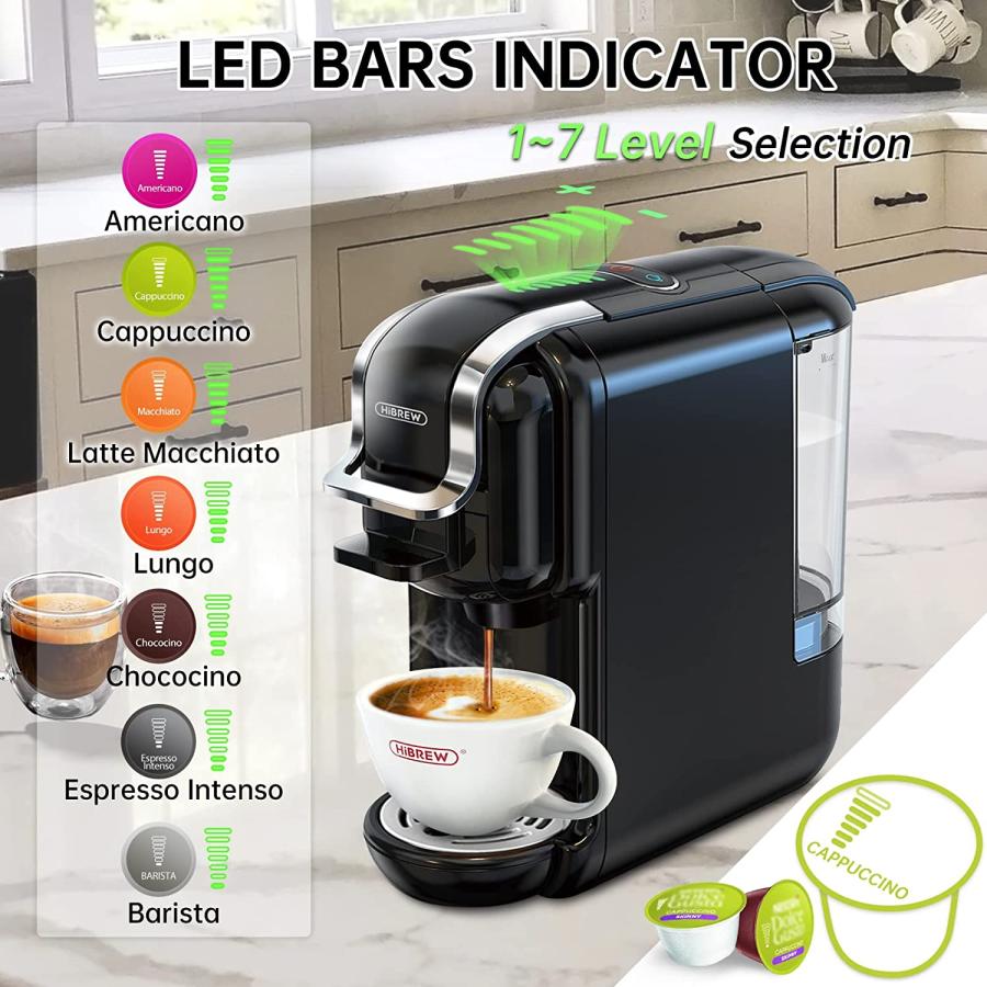 並行輸入品】 Pod Coffee Maker Single Serve HiBREW 5-in-1 Espresso