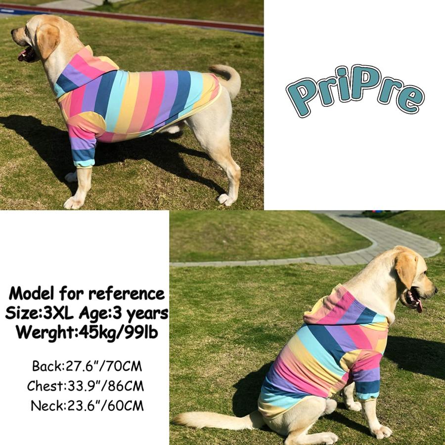 期間限定30％OFF! PriPre Dog Cotton Hoodie Pullover Sweatshirts Soft and Stretch Pets Clothes Rainbow Stripe Hooded fo