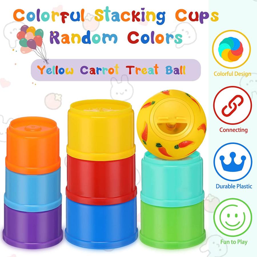 【並行輸入品】 9 Pack Stack up Bunny Cups and Treat Ball for Bunny Toys Rabbit Foo_3
