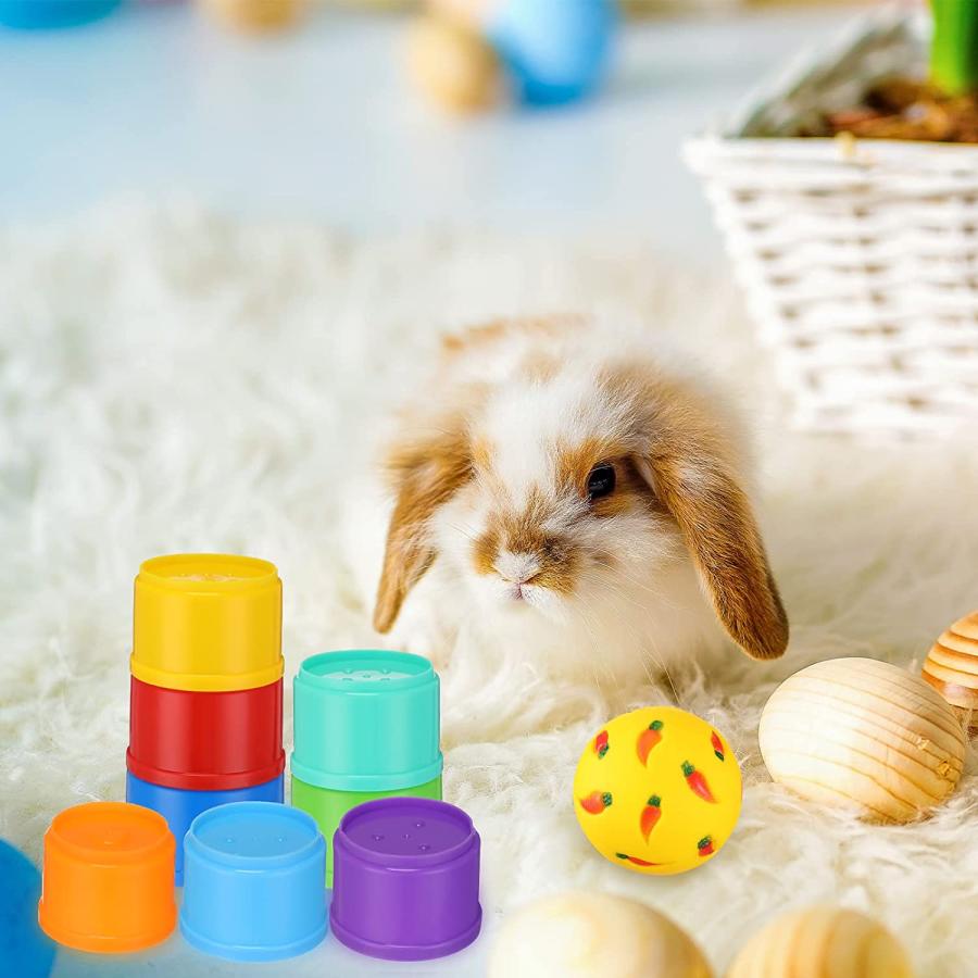 【並行輸入品】 9 Pack Stack up Bunny Cups and Treat Ball for Bunny Toys Rabbit Foo_4