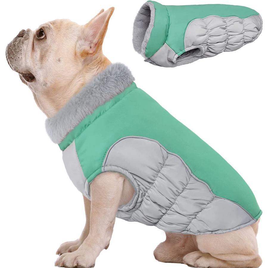 Kuoser Padded Dog Coat Warm Dog Jacket with Thicken Furry Collar Dog