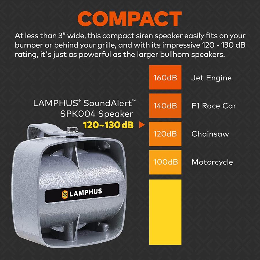 SoundAlert　100W　Police　Compact　Bybass]　Amplifier　dB　[120-130　Speaker]　[Manual　Control　Air　Electronic　or　Stock　Horn　Horn　[10　A　Fuse　Protected]　Kit　A