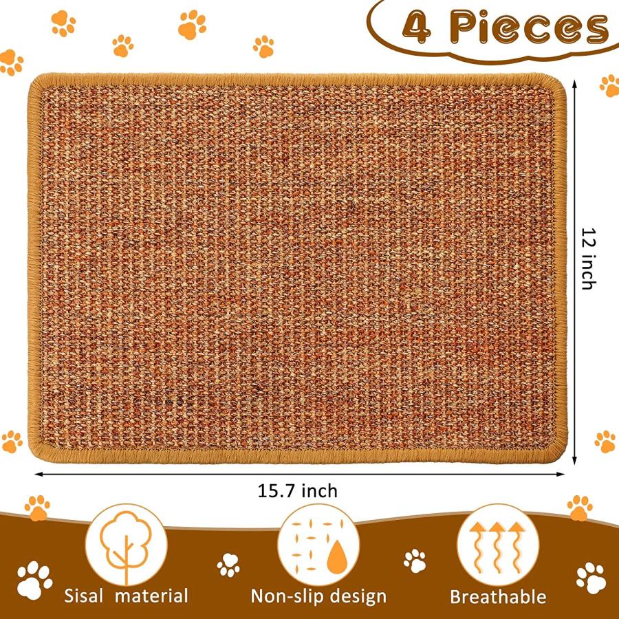 4 Pieces Cat Scratch Mat Sisal Cat Scratcher Pad for Indoor Cat Horizontal｜dep-good-choice｜02