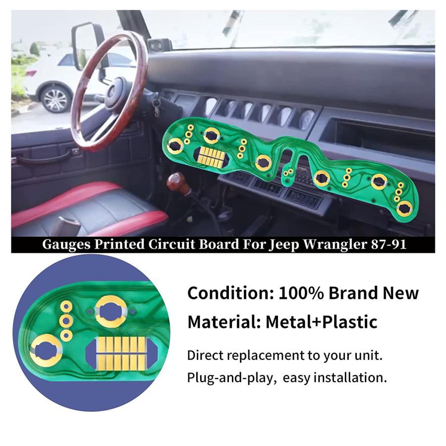 Gauges　Cluster　Circuit　Jeep　1991　with　Dashboard　Fits　1988　1987-1991　Board　1987　1990　Printed　Circuit　Jee　Board　Wrangler　Compatible　Wrangler　1989　YJ