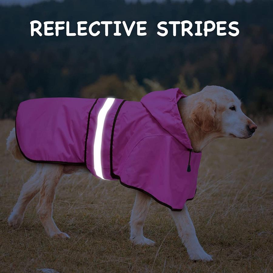 公式通販オンライン Weesiber Dog Raincoat - Reflective Dog Rain Jacket with Hoodie - Waterproof Dog Rain Coat - Adjustable Lightweight Dog Poncho Slicker for Medium Dogs
