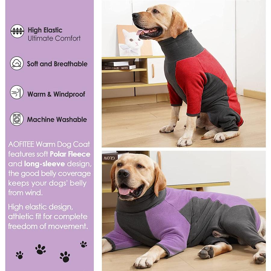 最高級のスーパー最高級のスーパーAOFITEE Dog Coat Warm Fleece Dog Sweater Fullbody Dog Coats  Dog Jacket For Winter Comfy Pullover 犬服、アクセサリー