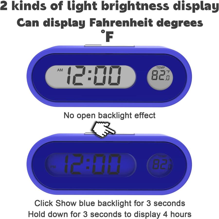 Car Clock with Temperature Date Fahrenheit Backlight 2 in 1 Small