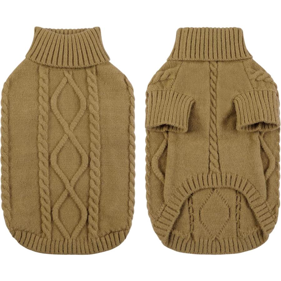 ポイント10倍！ Queenmore Small Dog Pullover Sweater Cold Weather Cable Knitwear Classic Turtleneck Thick Warm Clo